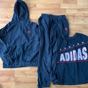 Adidas Black and Red Jogging Suit with Shirt Sz M